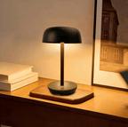 Lampe de table champignon solaire et USB-C, tactile, noire ou blanche
