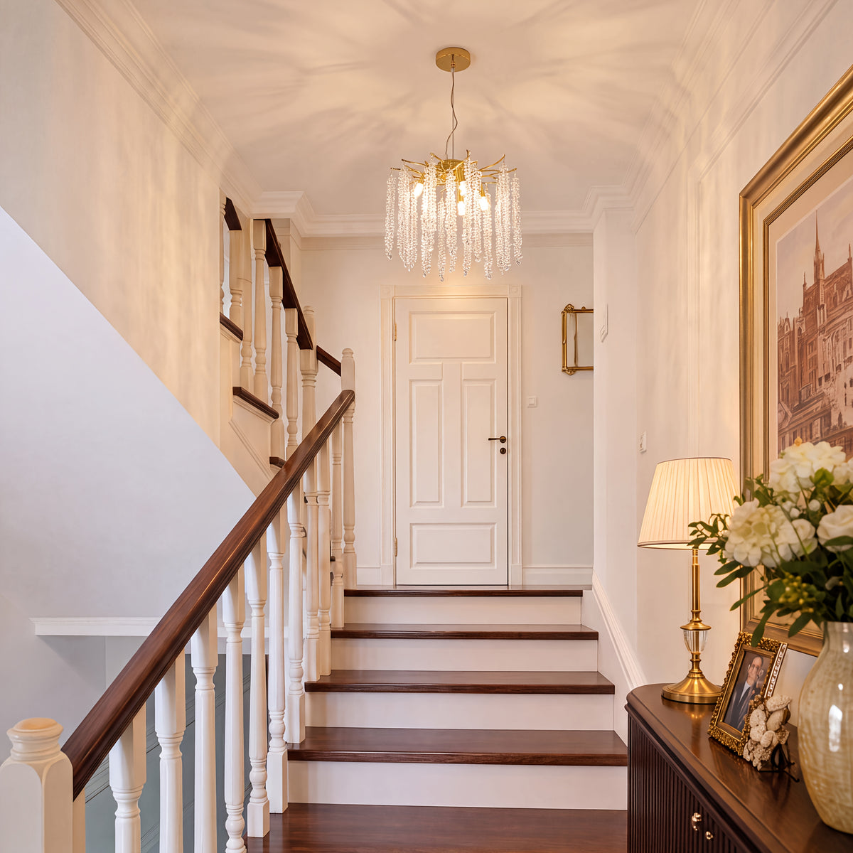 Cinq ampoules G9 et rosace pour plafond incliné