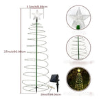 Sapin de Noël lumineux solaire en spirale à étoile, 93 cm, 80 LED