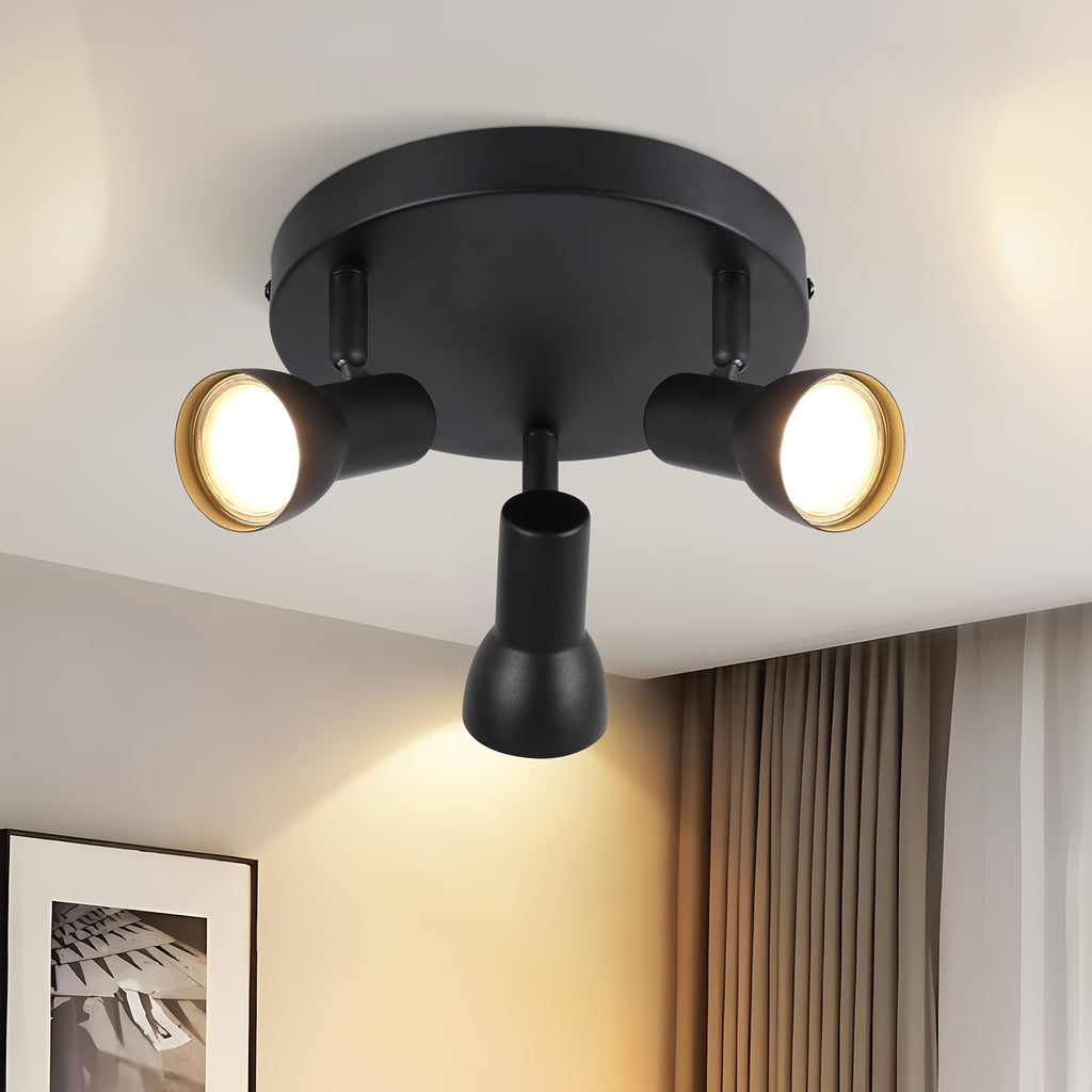 Spot de plafond noir orientable GU10, simple ou barre de 3 spots