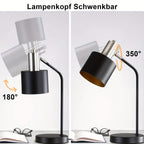 Lampe de chevet noire en métal à tête orientable, douille E27