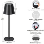Lampe sans fil en aluminium mat à tige raccourcissable, 38 cm