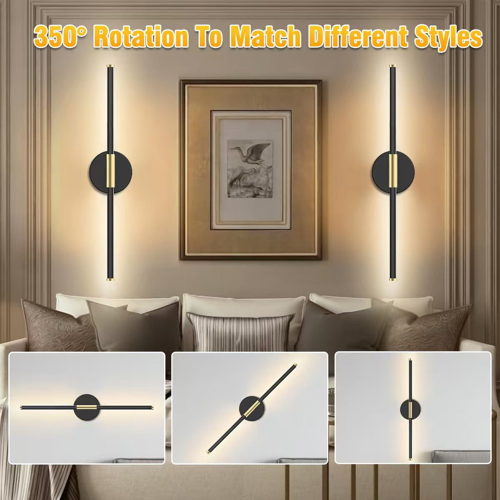 Applique murale design tige LED 72 cm rechargeable, lot de 2