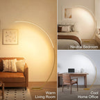 Lampadaire arc LED doré à télécommande, teinte réglable, 165 cm