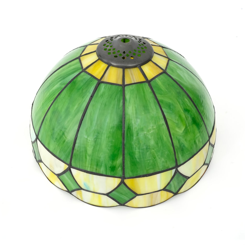 Verre de remplacement en vitrail vert et jaune ambré, Ø 30 cm