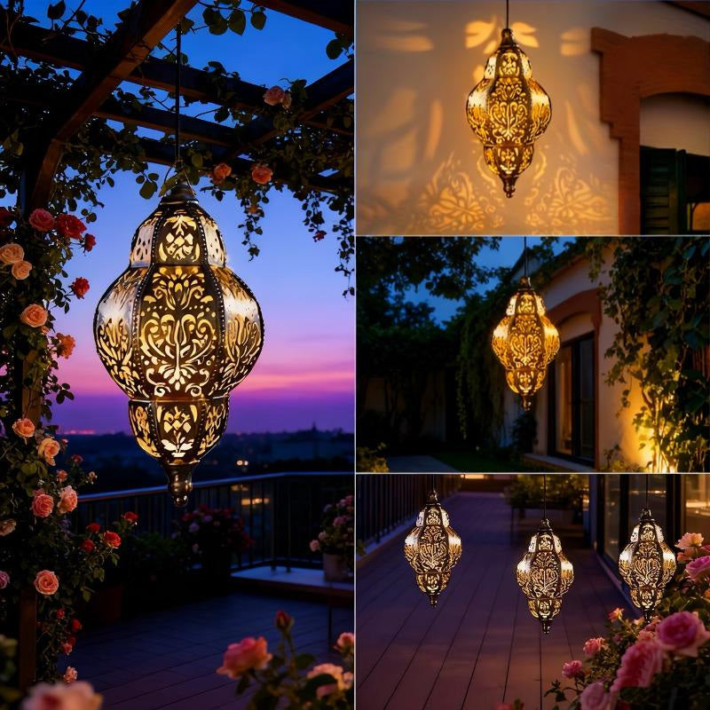 Suspension solaire marocaine en métal ajouré, lot de 2, 67 cm