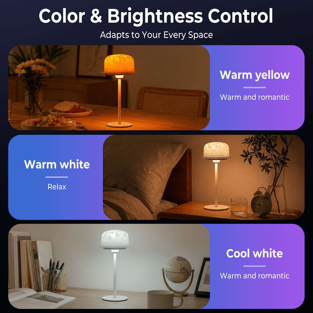Lampe d'ambiance sans fil effet vague, deux modes et 16 couleurs