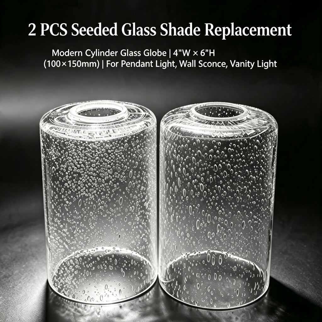 Lot de 2 cylindres en verre bullé transparent, Ø 10 x H 15 cm