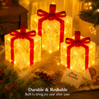 Lampe décorative de Noël, lot de 3 paquets cadeaux lumineux 60 LED