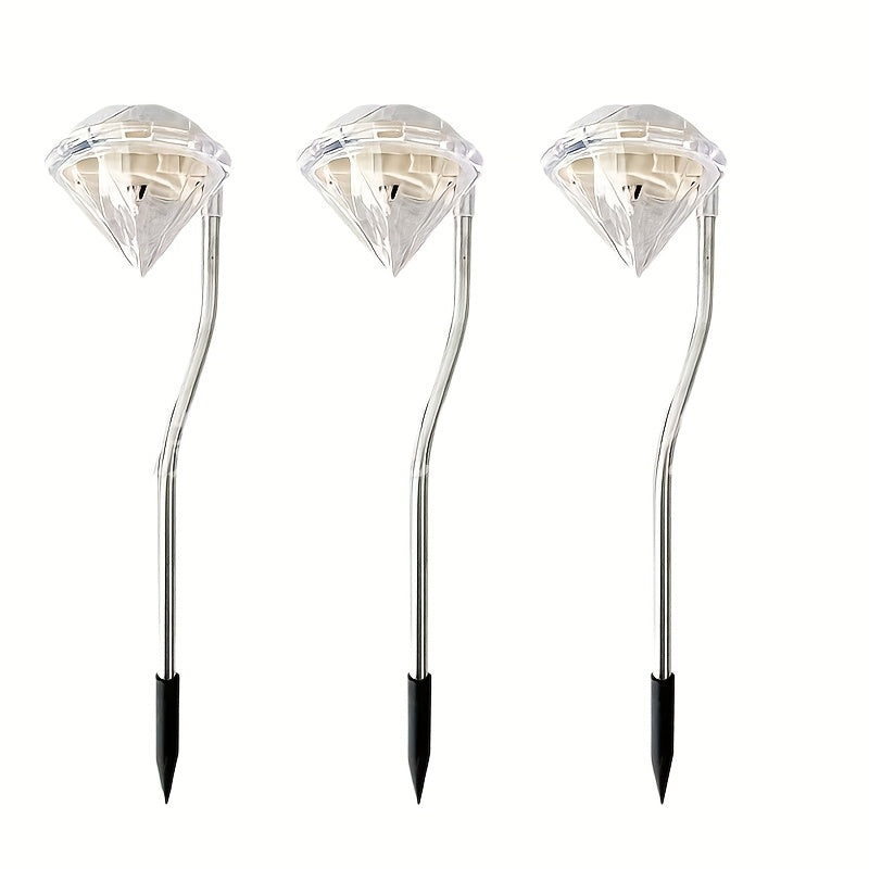 Lampe solaire diamant sur tige courbée, lot de 4 pour allée