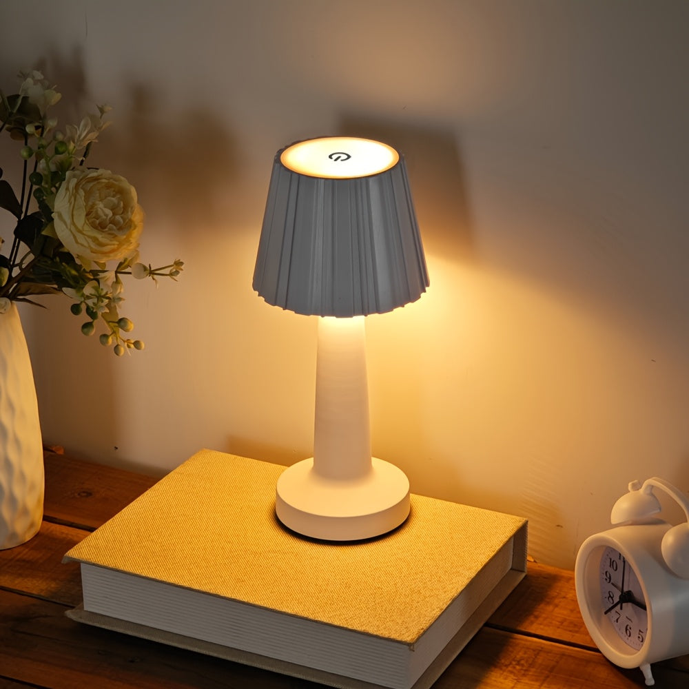 Lampe de table sans fil à abat-jour plissé, RVB tactile, 25 cm