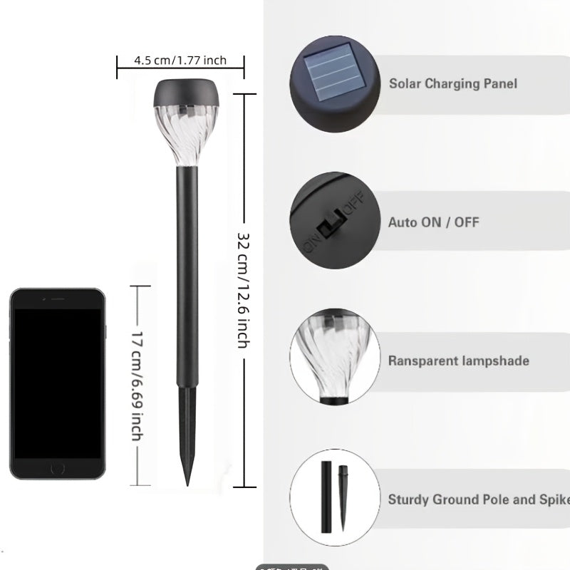 Lot de 8 lampes solaires de jardin noires à diffuseur prismatique