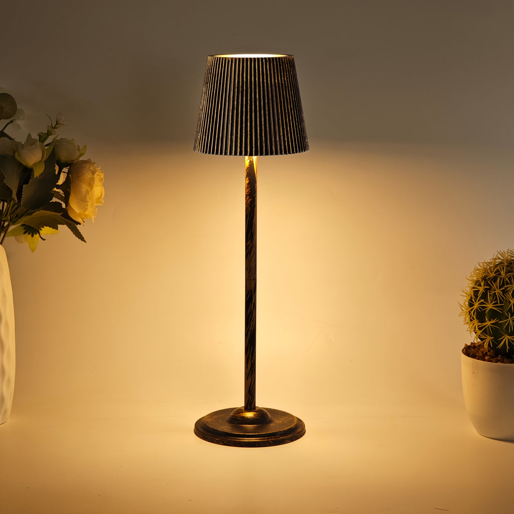 Lampe de chevet sans fil plissée, neuf coloris, tactile, 36 cm