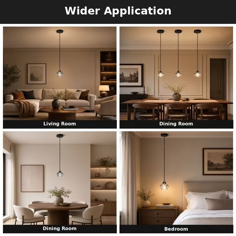 Mini suspension en verre facetté, culot G9, câble réglable 113 cm