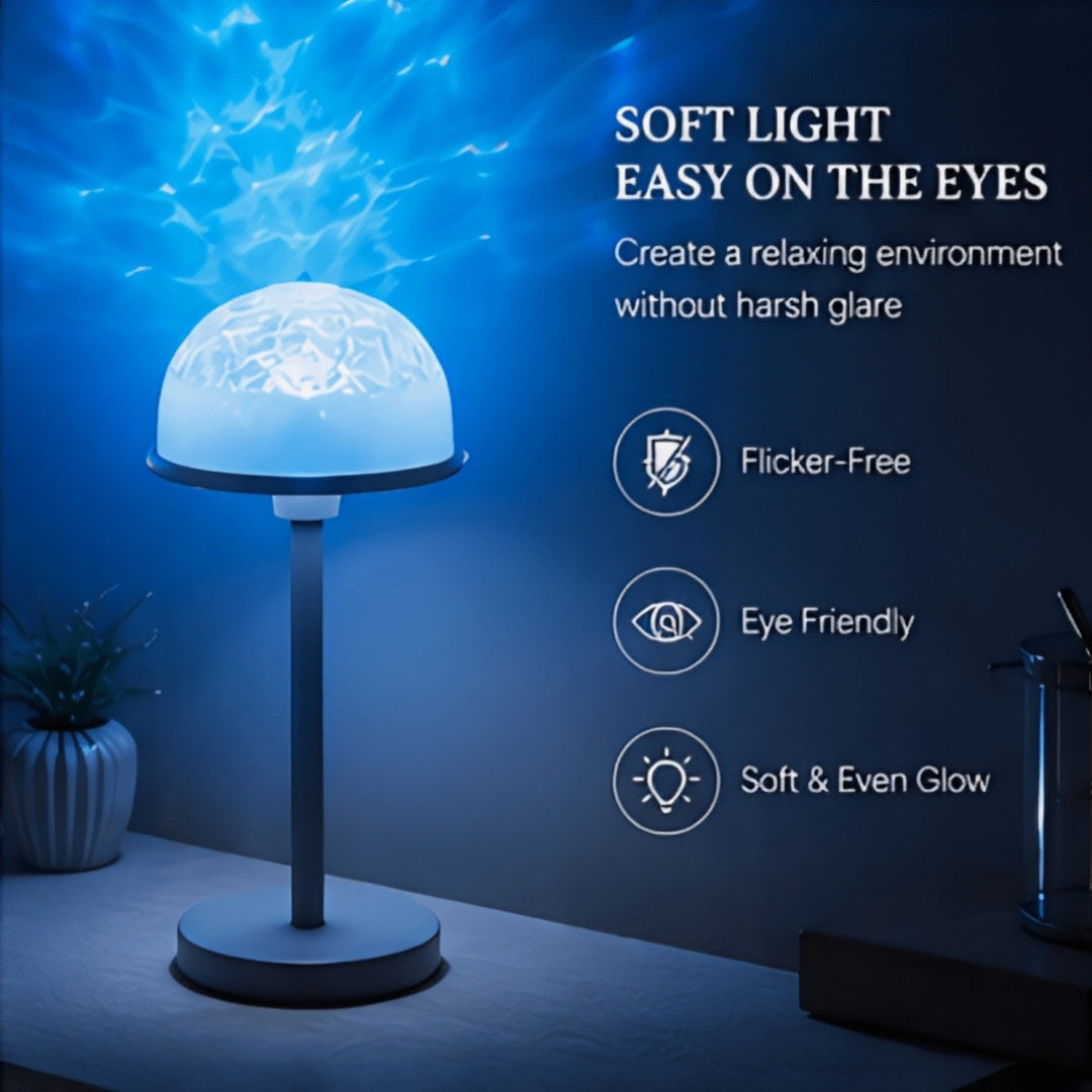 Lampe LED projecteur de reflets d'eau, dôme amovible sans fil