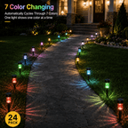 Lot de 24 balises solaires de jardin noires à 3 lumières, IP44