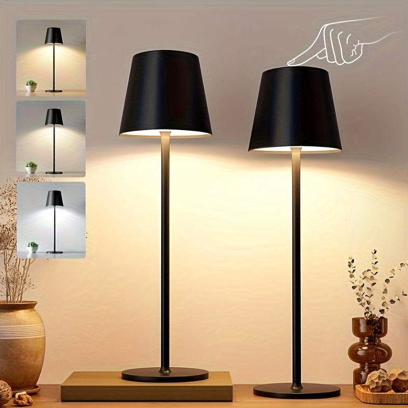 Lot de 2 lampes de chevet sans fil en métal, tactiles, 9 coloris
