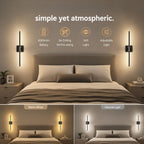 Applique murale sans fil barre noire et dorée de 71 cm, lot de 2