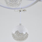 Lustre LED blanc à anneaux entrelacés et globes perlés, trois teintes