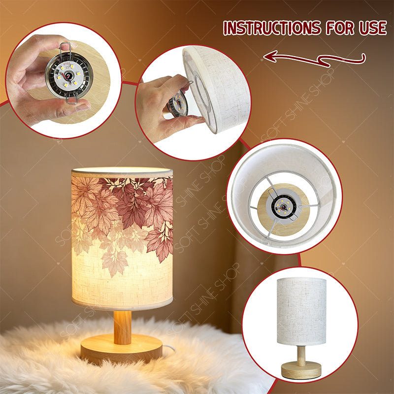 Lampe de chevet en tissu à feuilles d'érable roses, USB, 23,4 cm