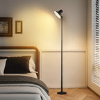 Lampadaire LED USB noir convertible en lampe de chevet, 45 à 145 cm