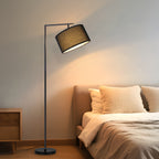 Lampadaire liseuse noir à potence et abat-jour tambour, 166 cm