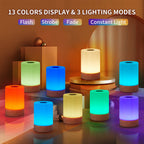 Lampe de chevet tactile rechargeable USB à 13 couleurs RVB