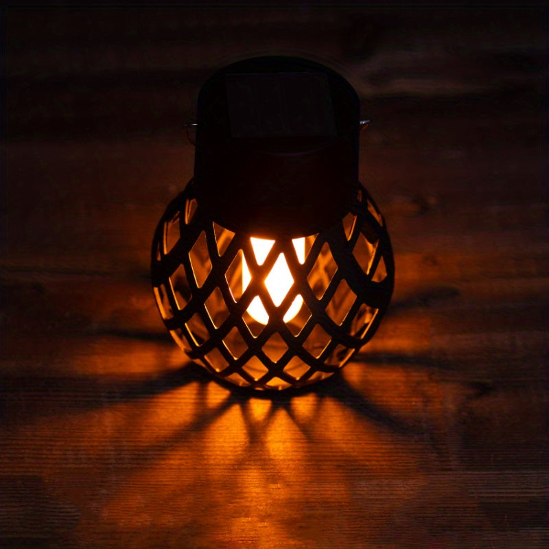Lot de 5 lanternes solaires boule noire à effet flamme, à anse