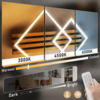 Plafonnier LED bois et cadres noirs, 2 ou 3 cadres, télécommande