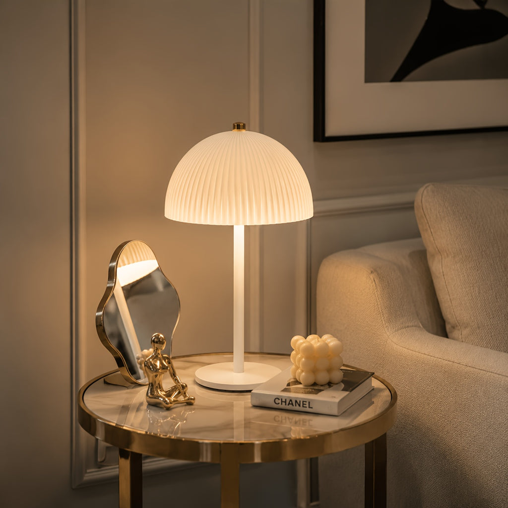 Lampe de table sans fil à dôme plissé, cinq coloris au choix