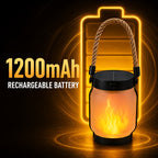 Lanterne solaire à flamme rechargeable en USB-C, anse en corde