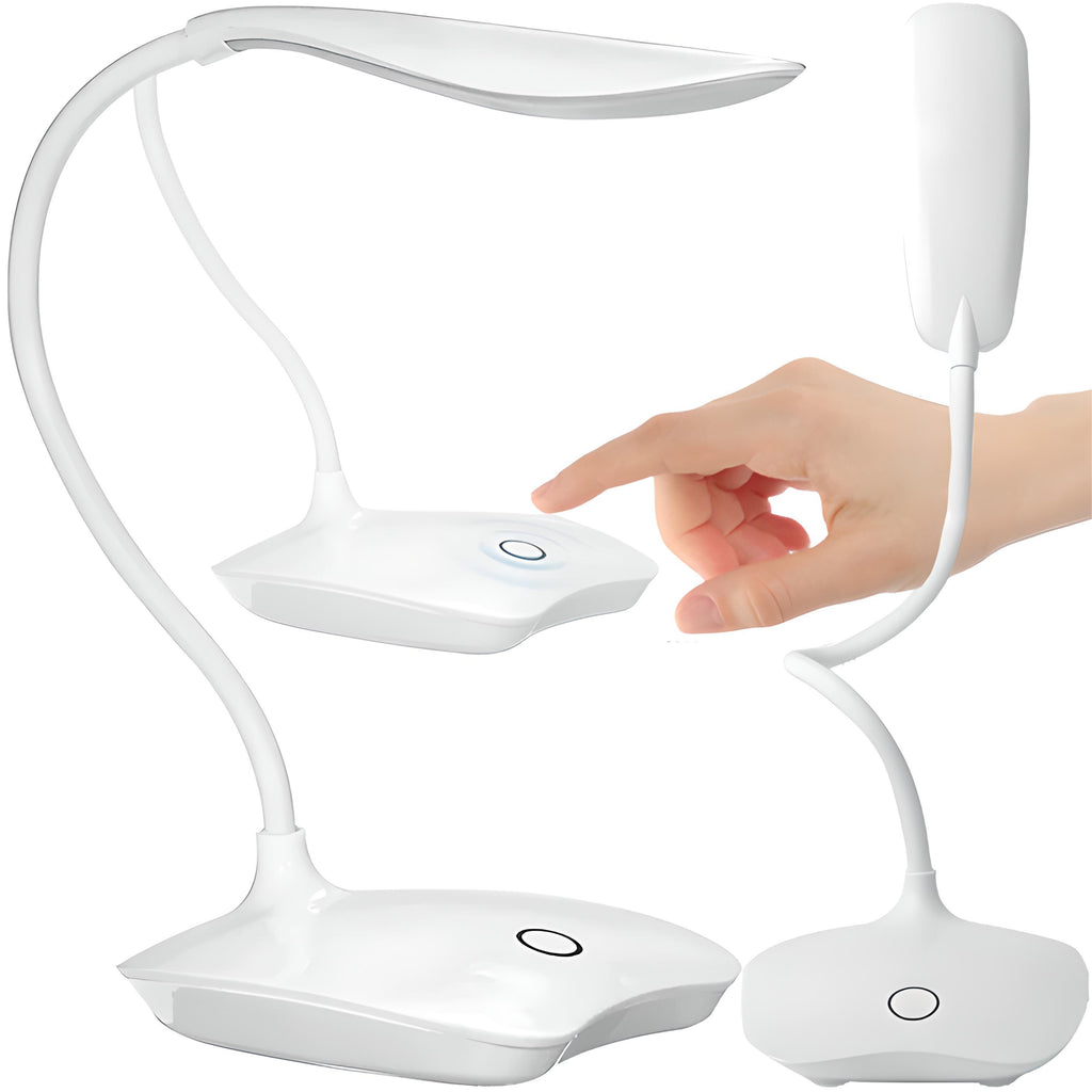 Lampe de bureau LED tactile à col flexible blanc, 14 LED à 5000 K