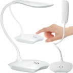 Lampe de bureau LED tactile à col flexible blanc, 14 LED à 5000 K