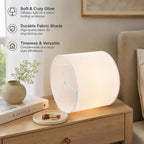 Lot de 2 abat-jour tambour en lin blanc cassé, Ø 33 x H 25 cm