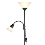 Lampadaire vasque avec liseuse flexible, noir ou blanc, 175 cm