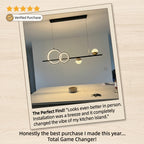 Lustre LED linéaire de 100 cm, double anneau et globes de cristal
