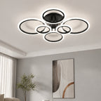 Grand plafonnier LED à 6 anneaux, doré ou noir, 79 cm, trois teintes