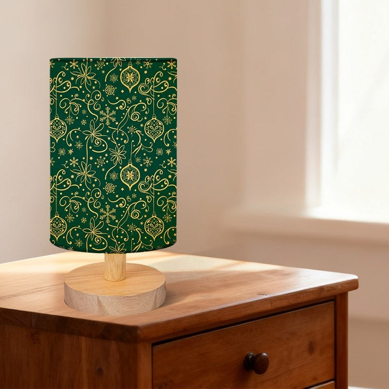 Lampe de chevet de Noël vert sapin à motifs dorés, 24 cm, USB