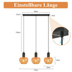Suspension à 3 petits globes en corde tressée, rail noir de 56 cm