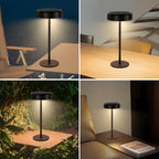 Lampe de table LED sans fil solaire et USB-C, tête noire de 14 cm