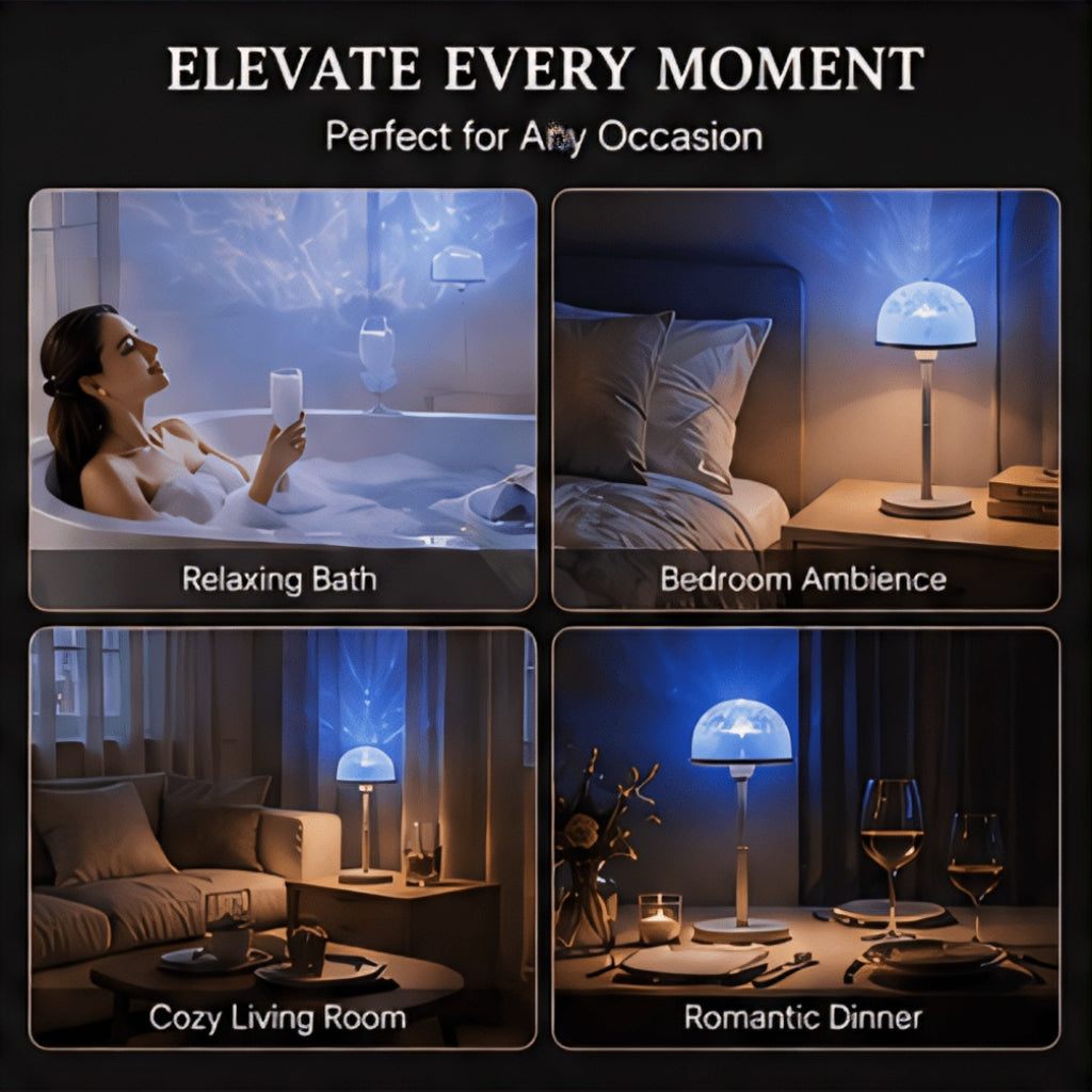 Lampe LED projecteur de reflets d'eau, dôme amovible sans fil