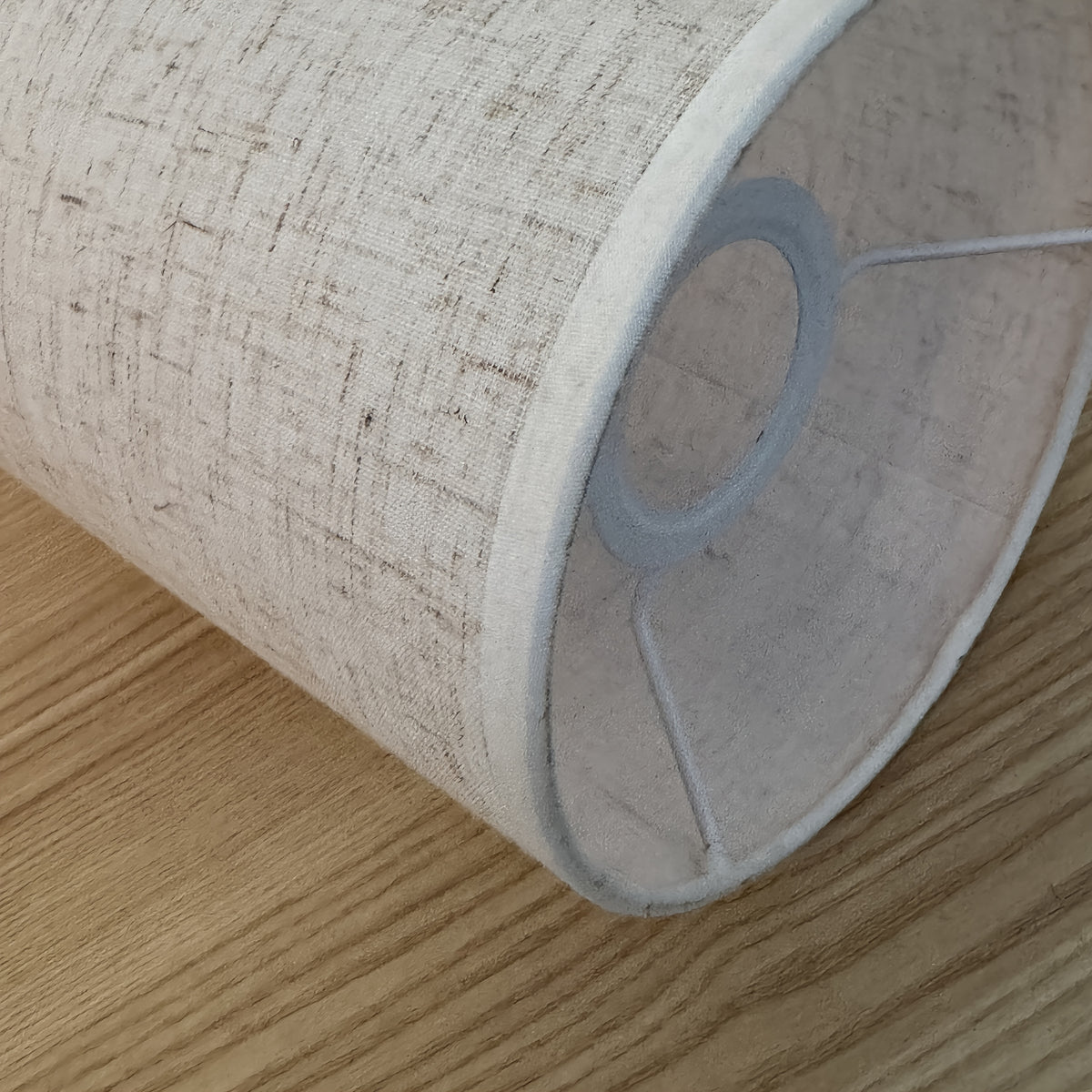 Abat-jour tambour en lin beige, Ø 33 x H 25 cm, pour lampadaire