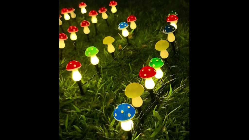 Guirlande solaire de champignons bleus à planter, 8 modes
