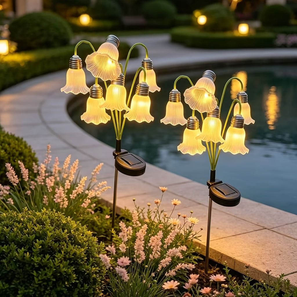 Lampe solaire fleur à clochettes sur piquet de 65 cm, IP44