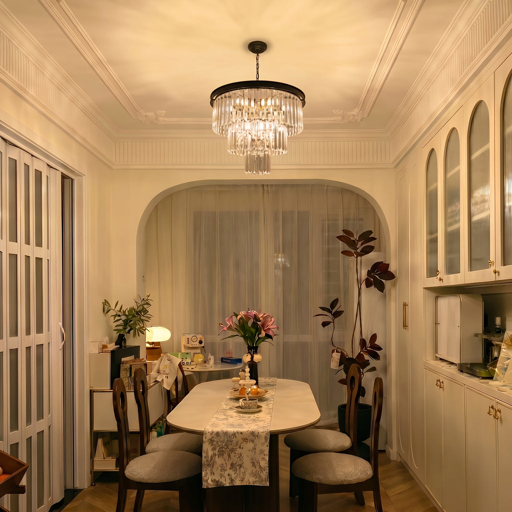 Lustre en cristal à couronne noire, Ø 40 cm, 7 douilles E14