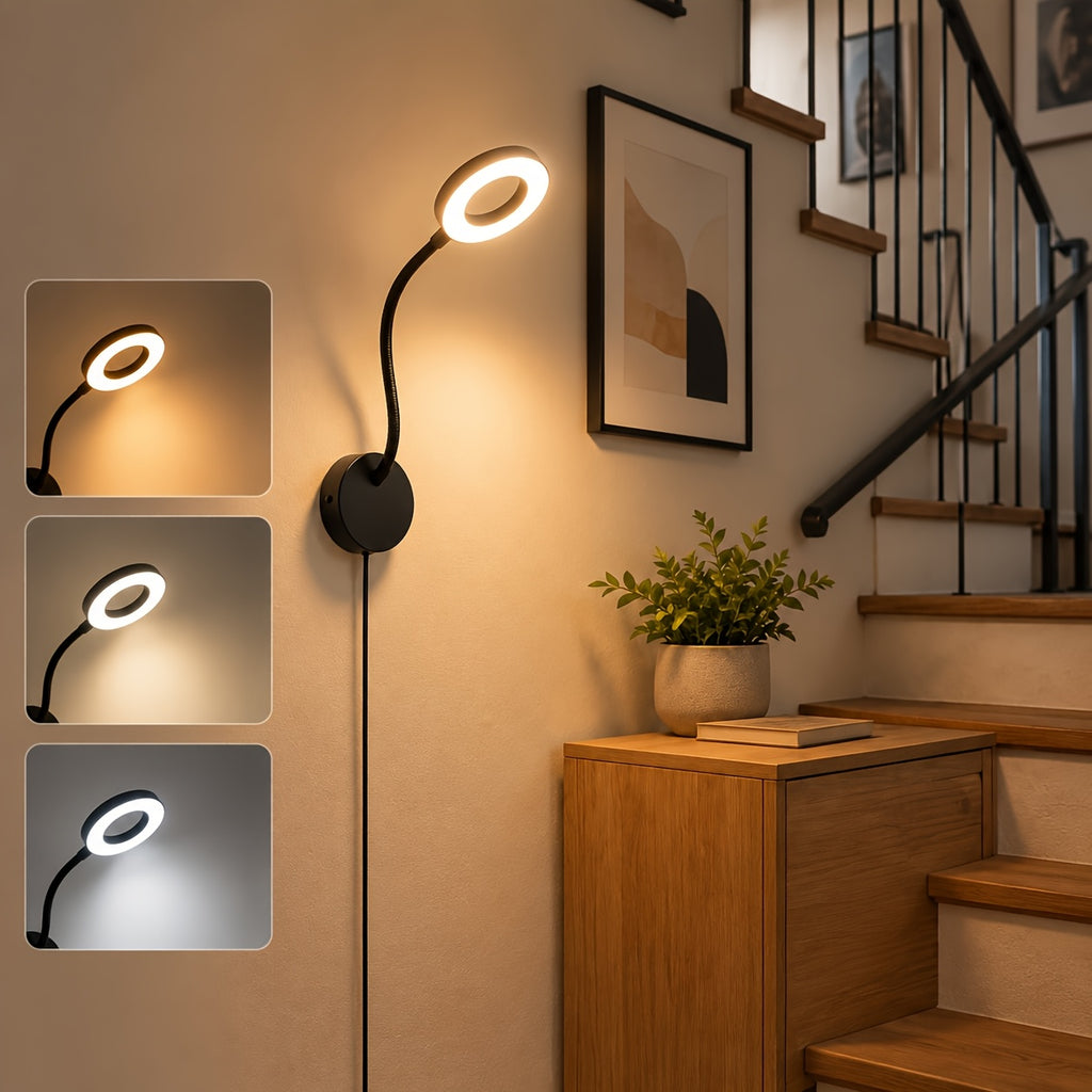 Applique murale liseuse LED à col flexible, alimentation USB