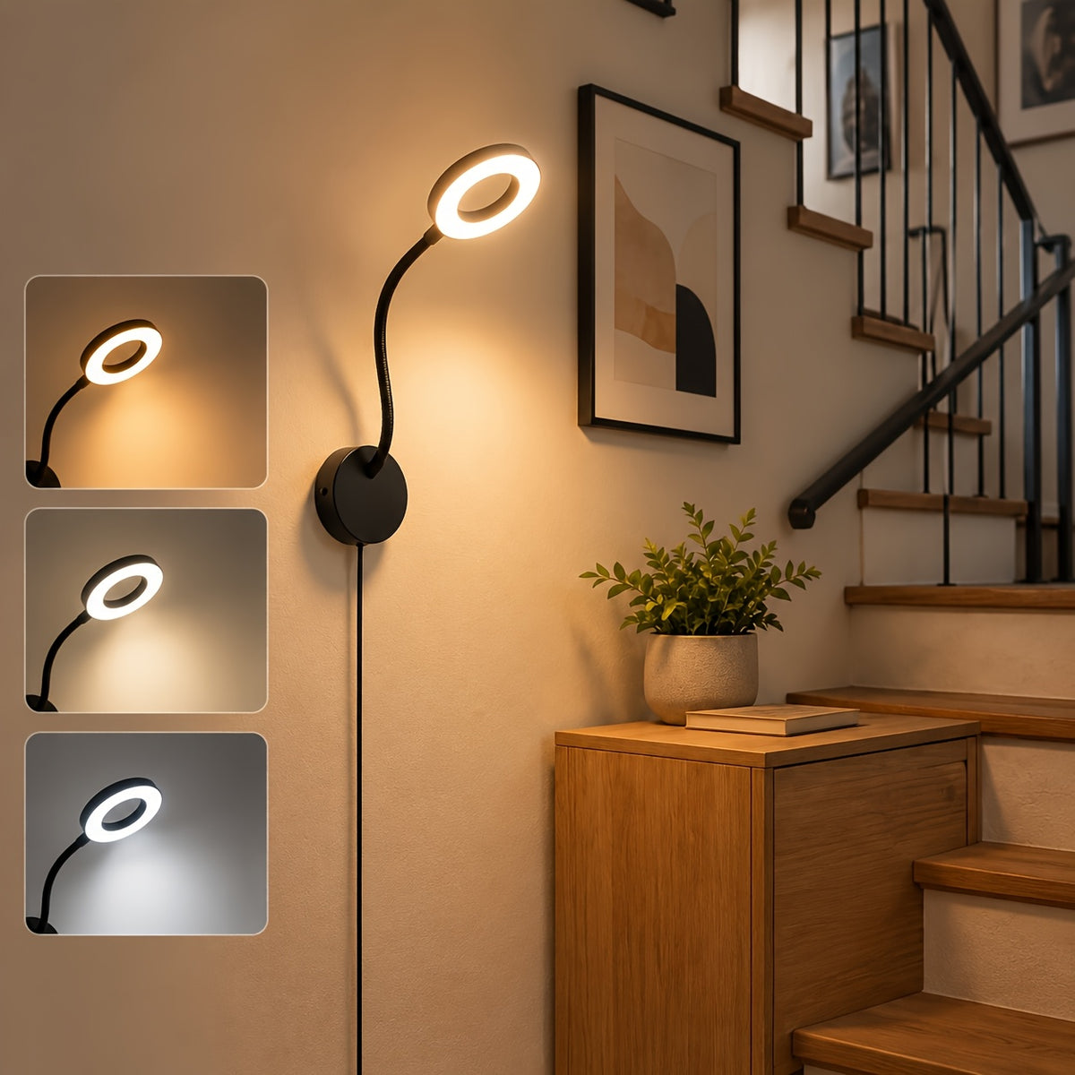 Applique murale liseuse LED à col flexible, alimentation USB