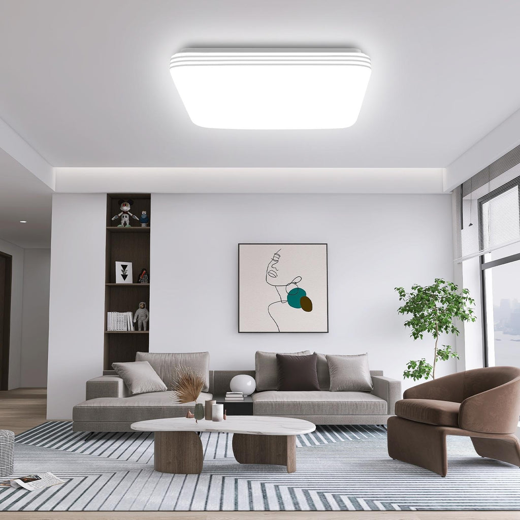 Lot de 2 plafonniers LED carrés 21,5 cm, blanc froid 6500 K