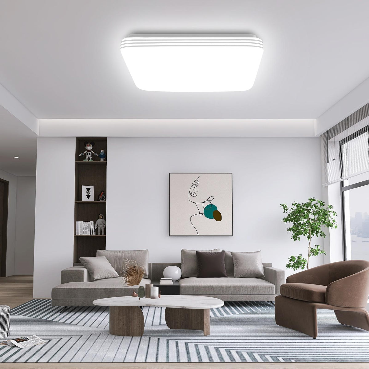 Plafonnier LED carré pour cuisine en lumière franche