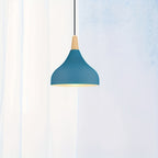 Suspension goutte en métal coloré et bois clair, 8 coloris, Ø 20 cm
